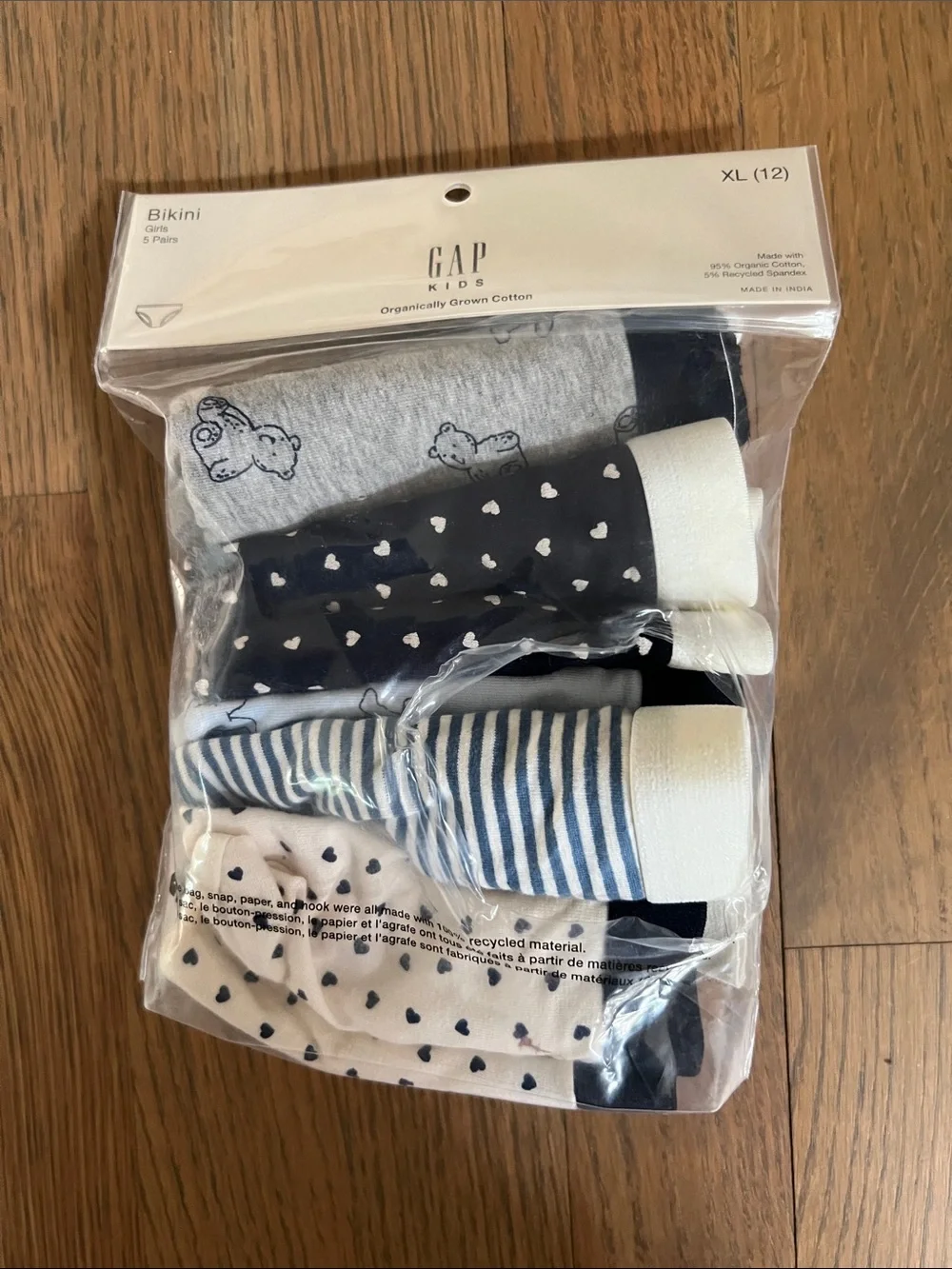 GAP Kids Bikini Briefs Pack - Navy, Gray, White, Blue